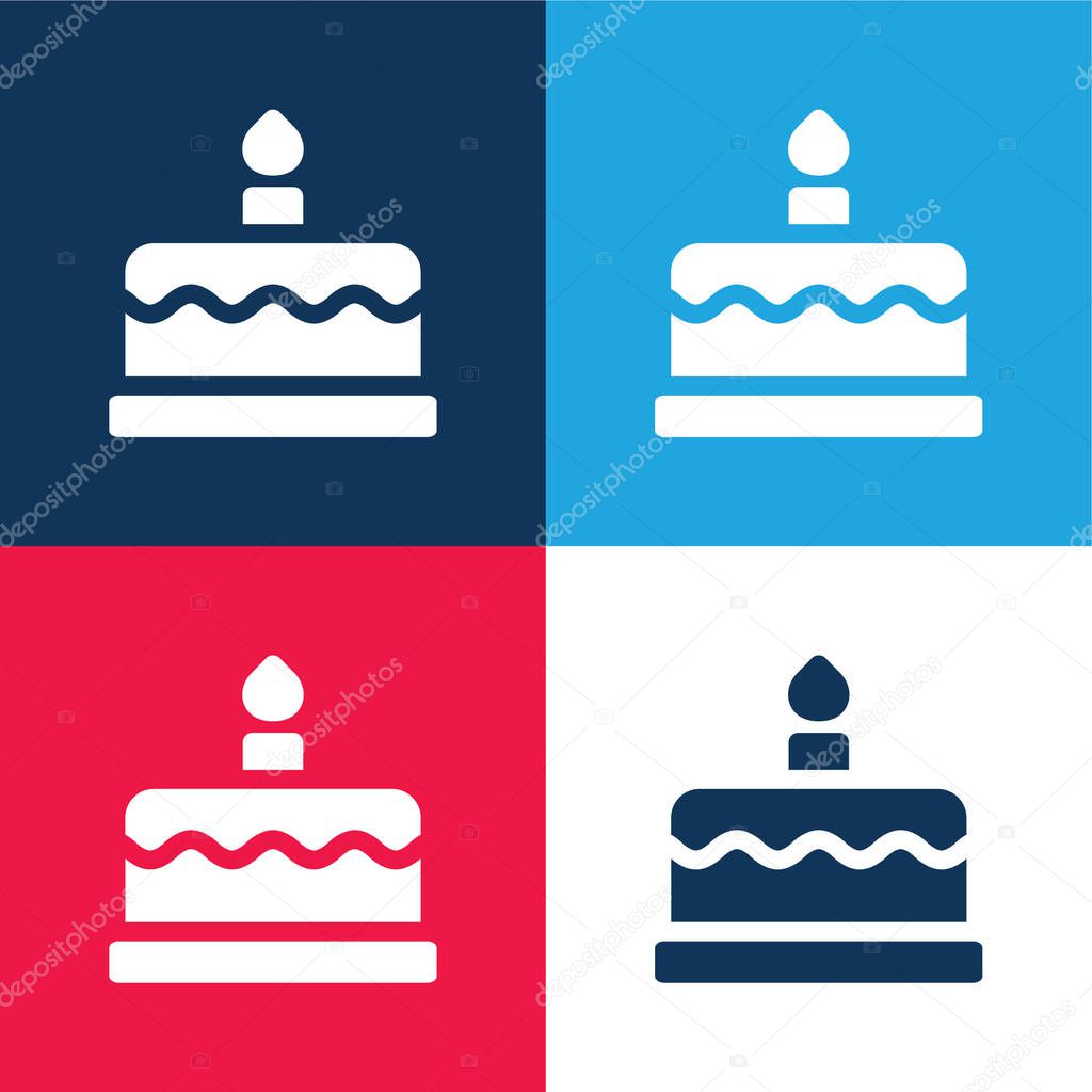Birthday Cake blue and red four color minimal icon set