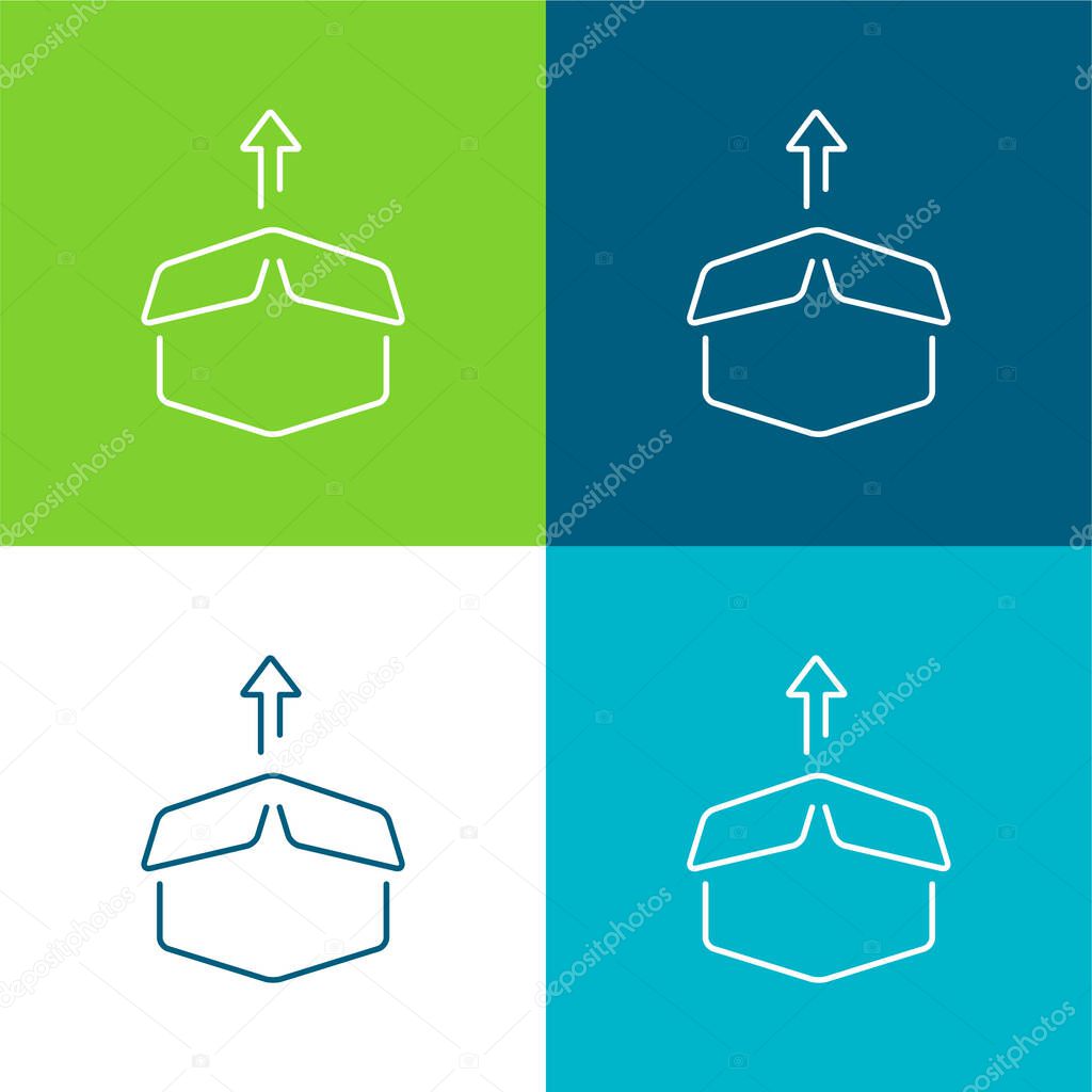 Box Package Ultrathin Outline With Up Arrow Flat four color minimal icon set