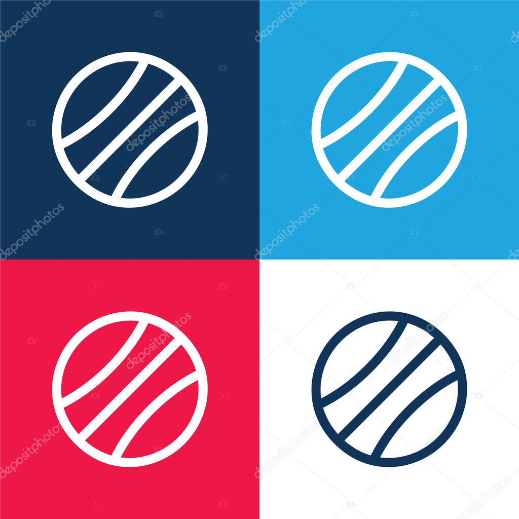 Beach Ball blue and red four color minimal icon set