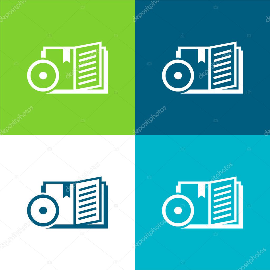 Book Flat four color minimal icon set