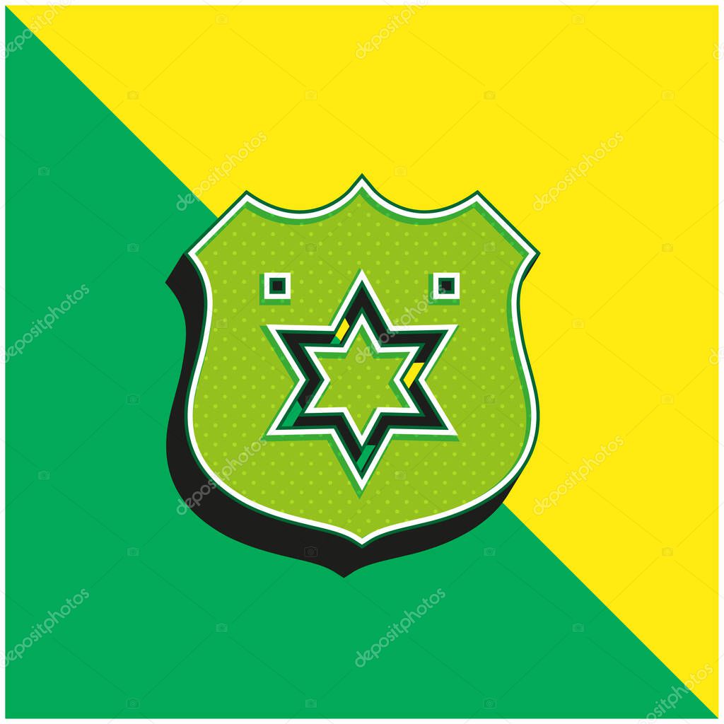 Badge Green and yellow modern 3d vector icon logo