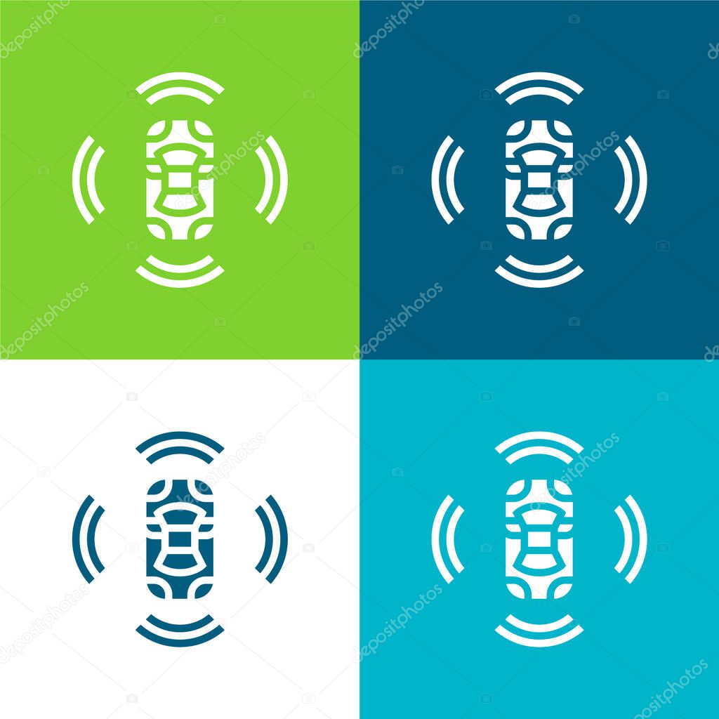 3d Sensor Flat four color minimal icon set