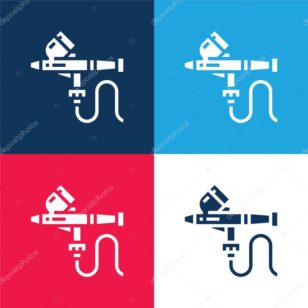 Airbrush blue and red four color minimal icon set