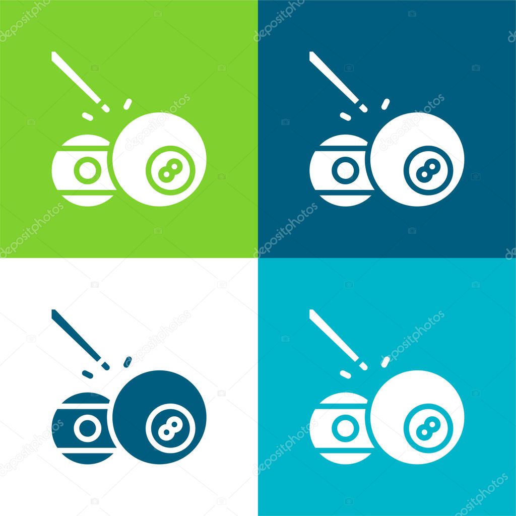 Ball Pool Flat four color minimal icon set