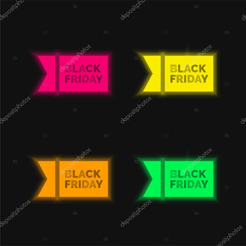 Black Friday four color glowing neon vector icon