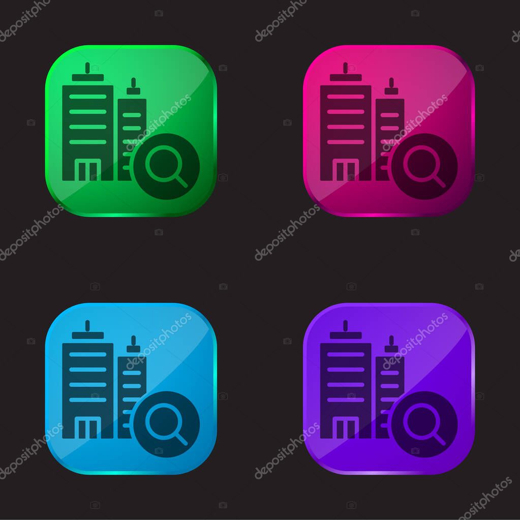 Booking four color glass button icon