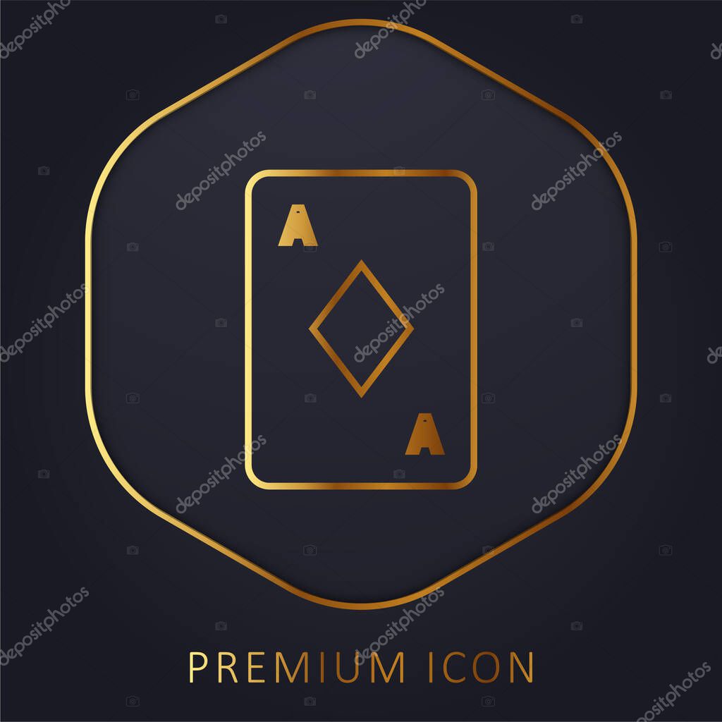 Ace Of Diamonds golden line premium logo or icon