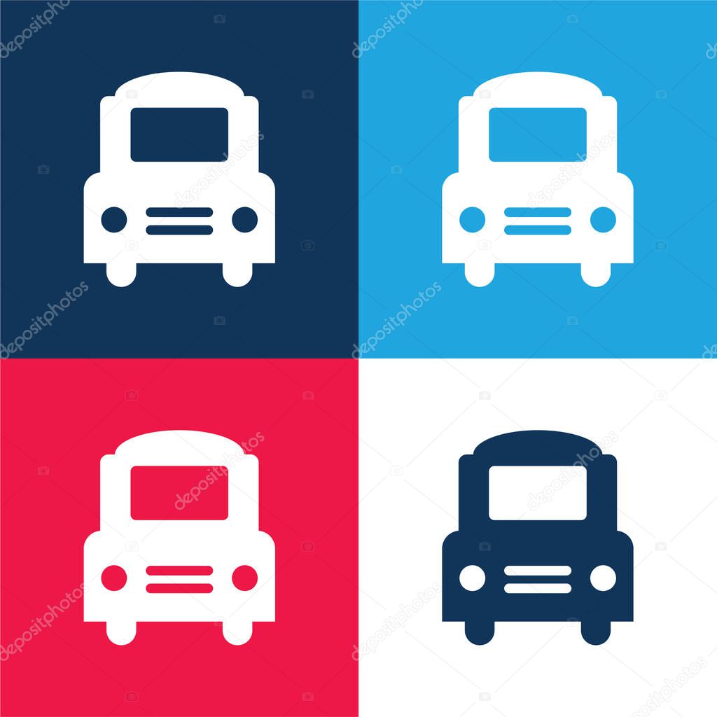 Big Bus Frontal blue and red four color minimal icon set