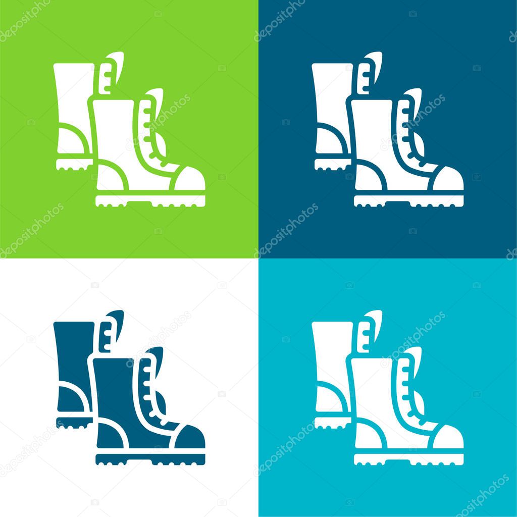 Boots Flat four color minimal icon set