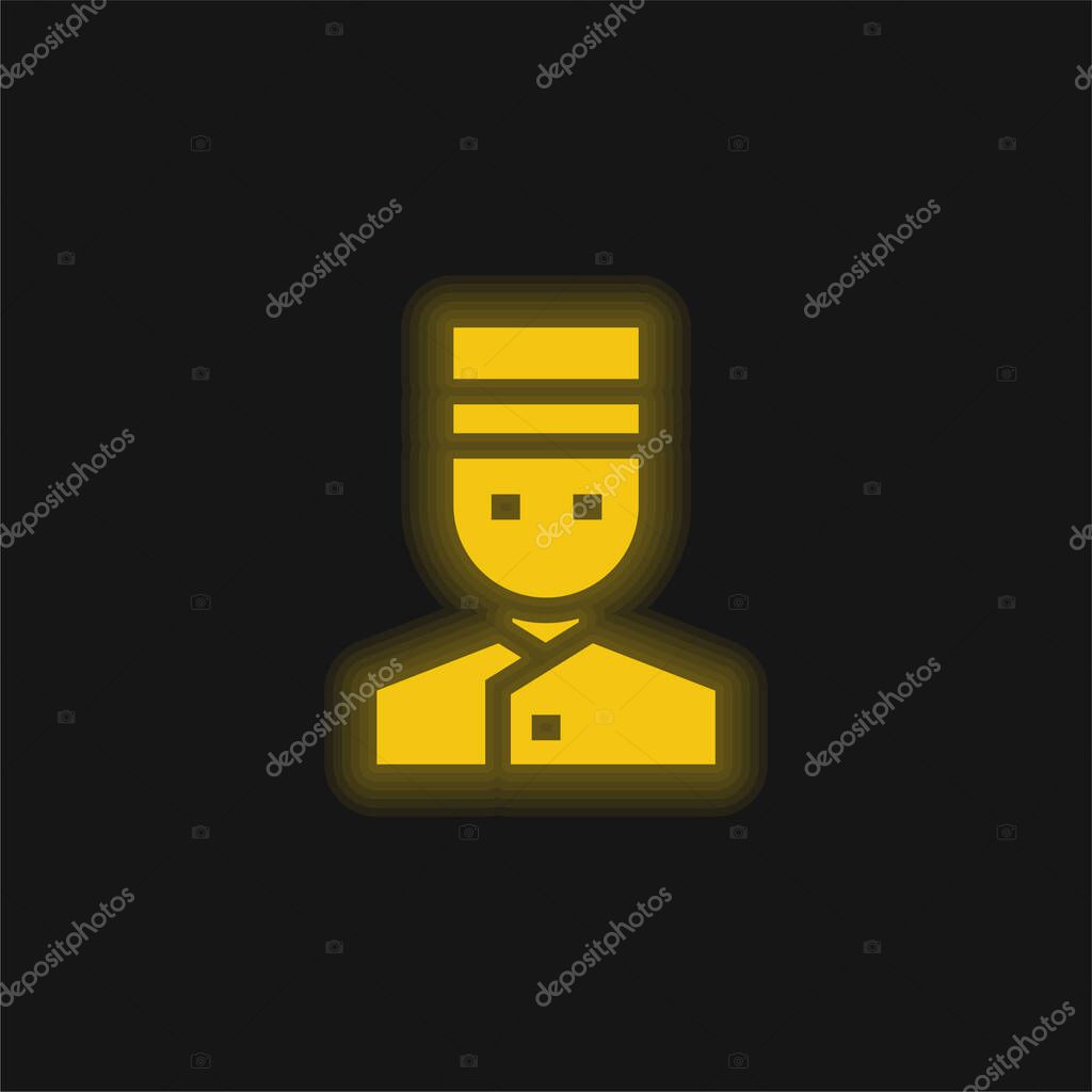 Bellhop yellow glowing neon icon
