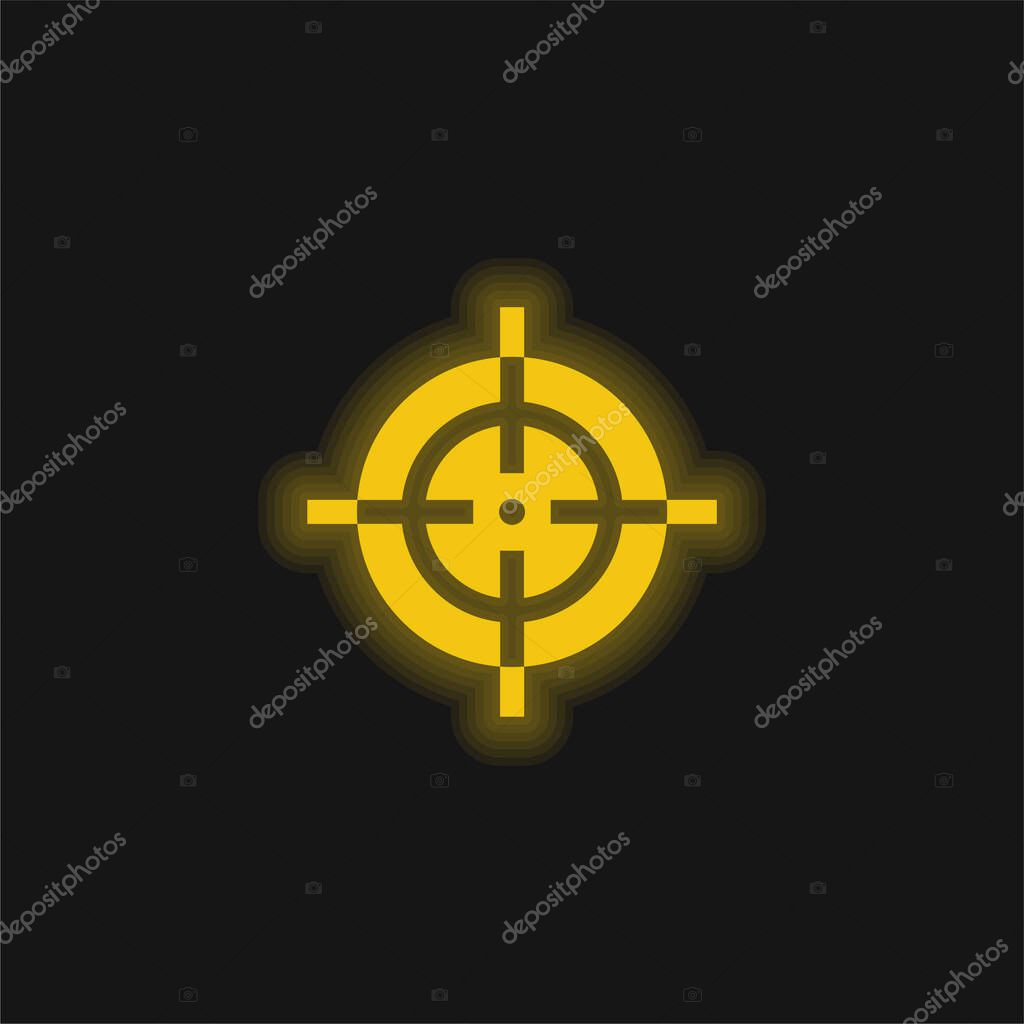 Aim yellow glowing neon icon