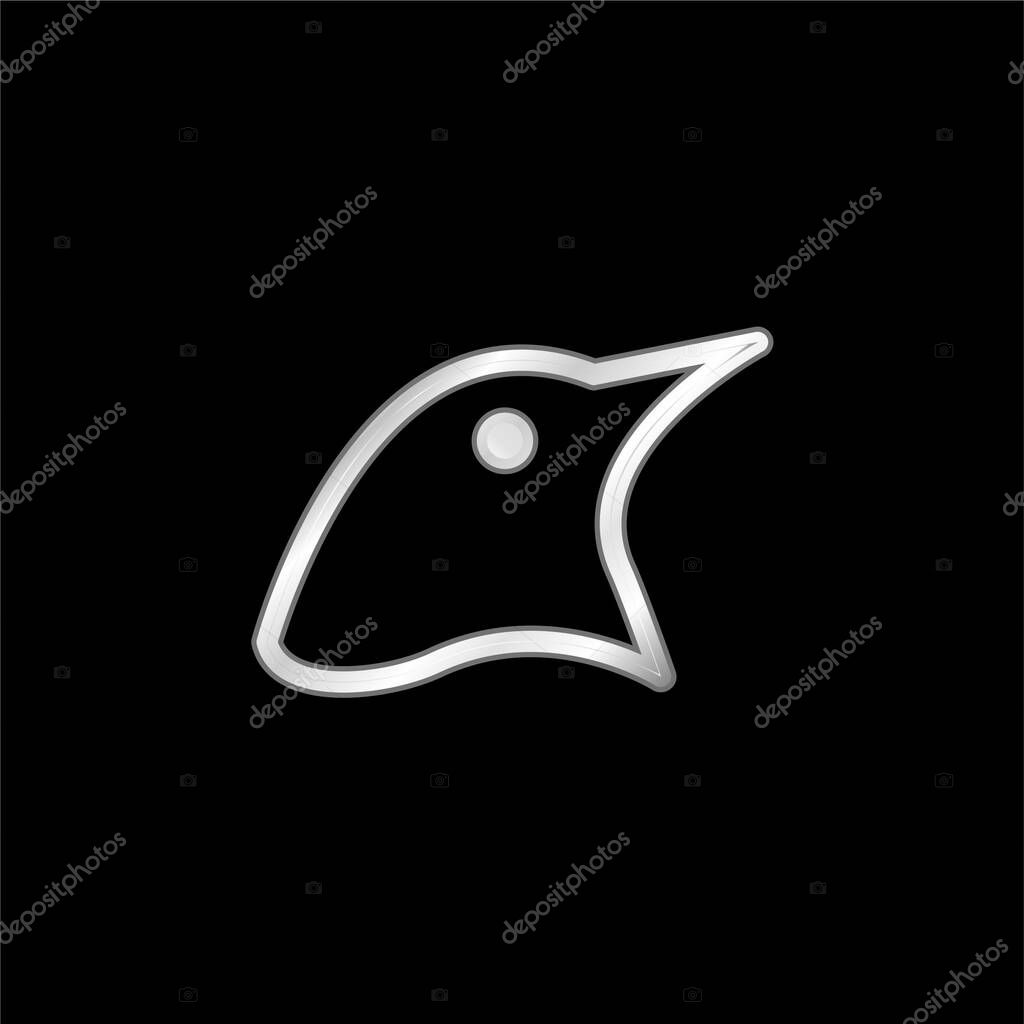 Bird Head Outline silver plated metallic icon
