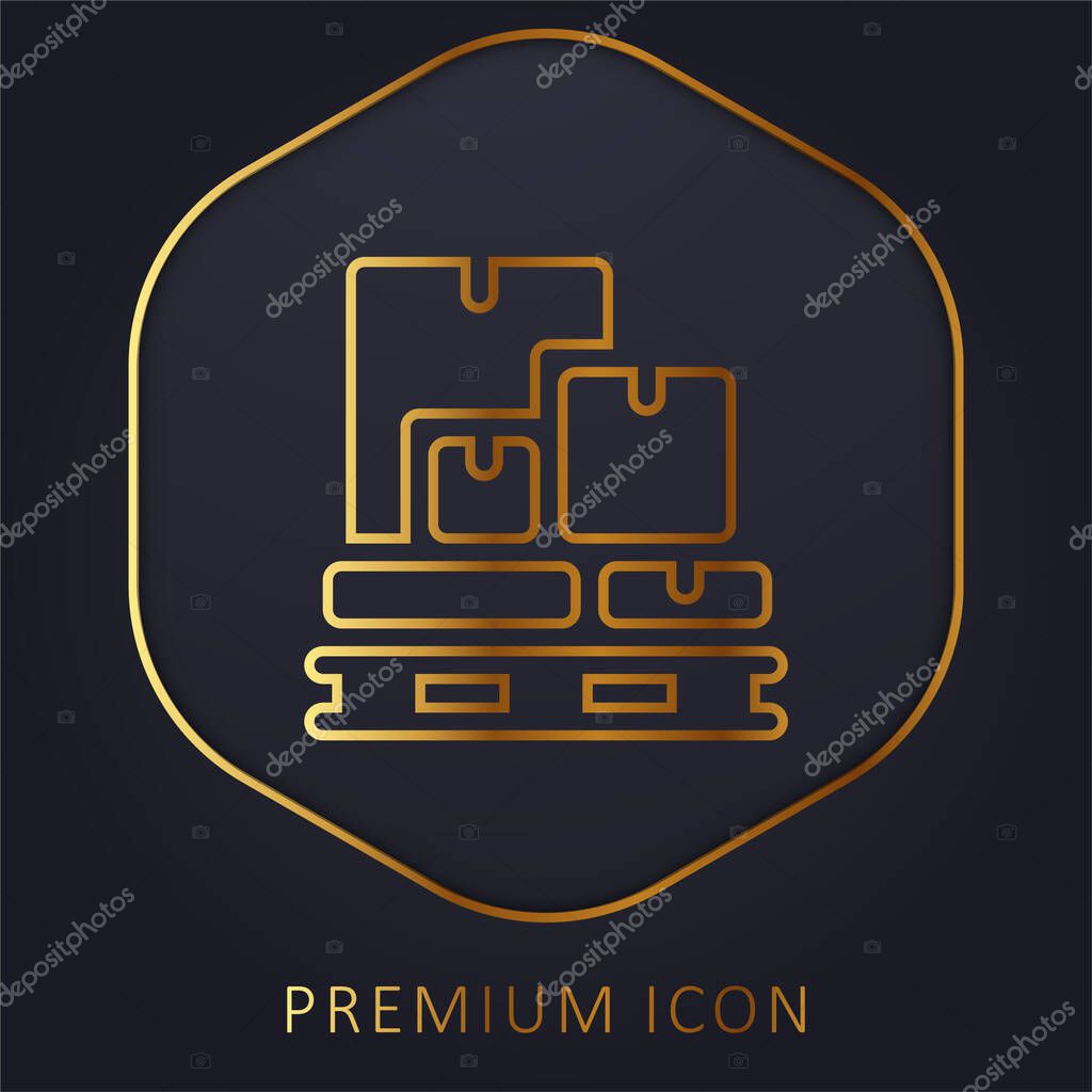 Boxes golden line premium logo or icon