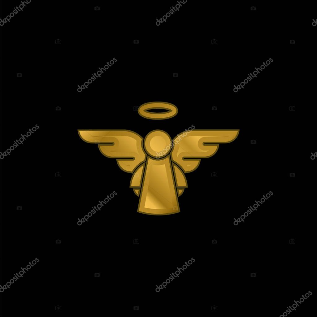 Angel gold plated metalic icon or logo vector