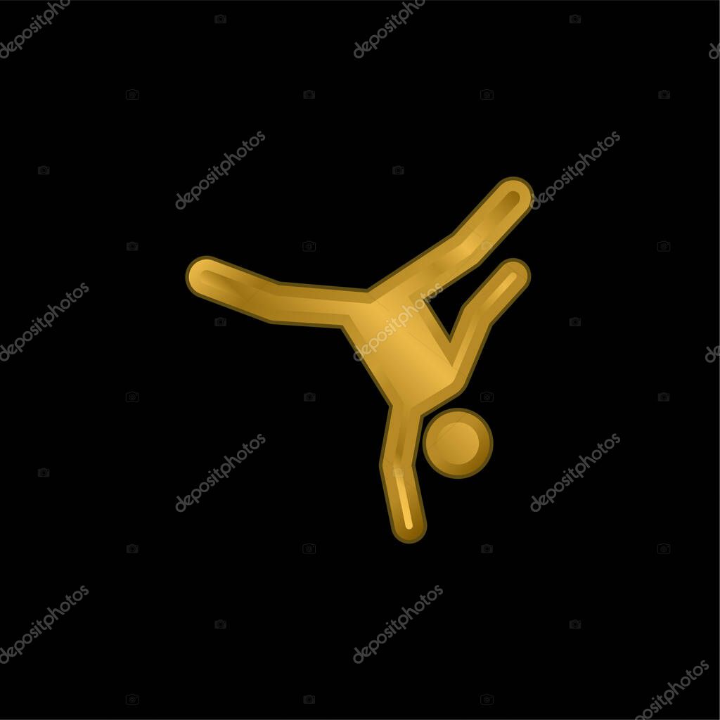 Breakdance gold plated metalic icon or logo vector
