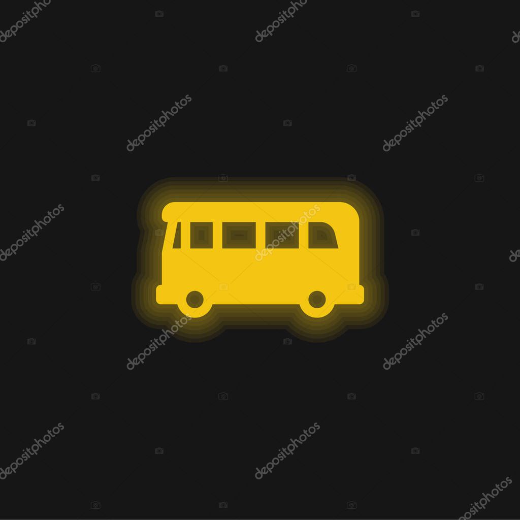 Airport Bus yellow glowing neon icon