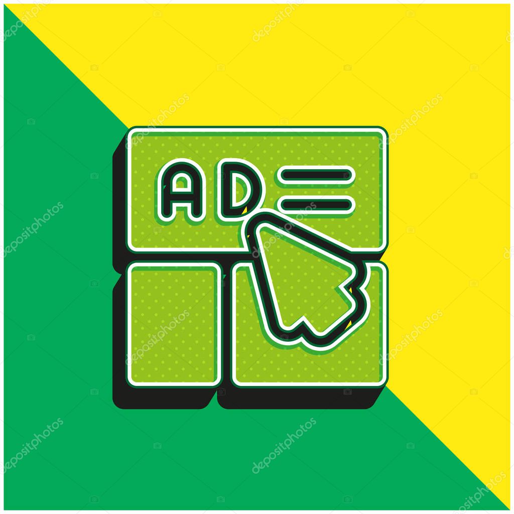 Advertisement Green and yellow modern 3d vector icon logo