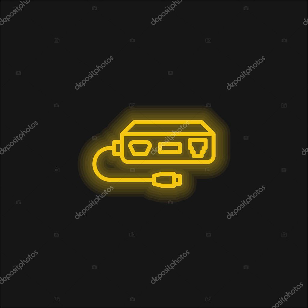 Adapter yellow glowing neon icon