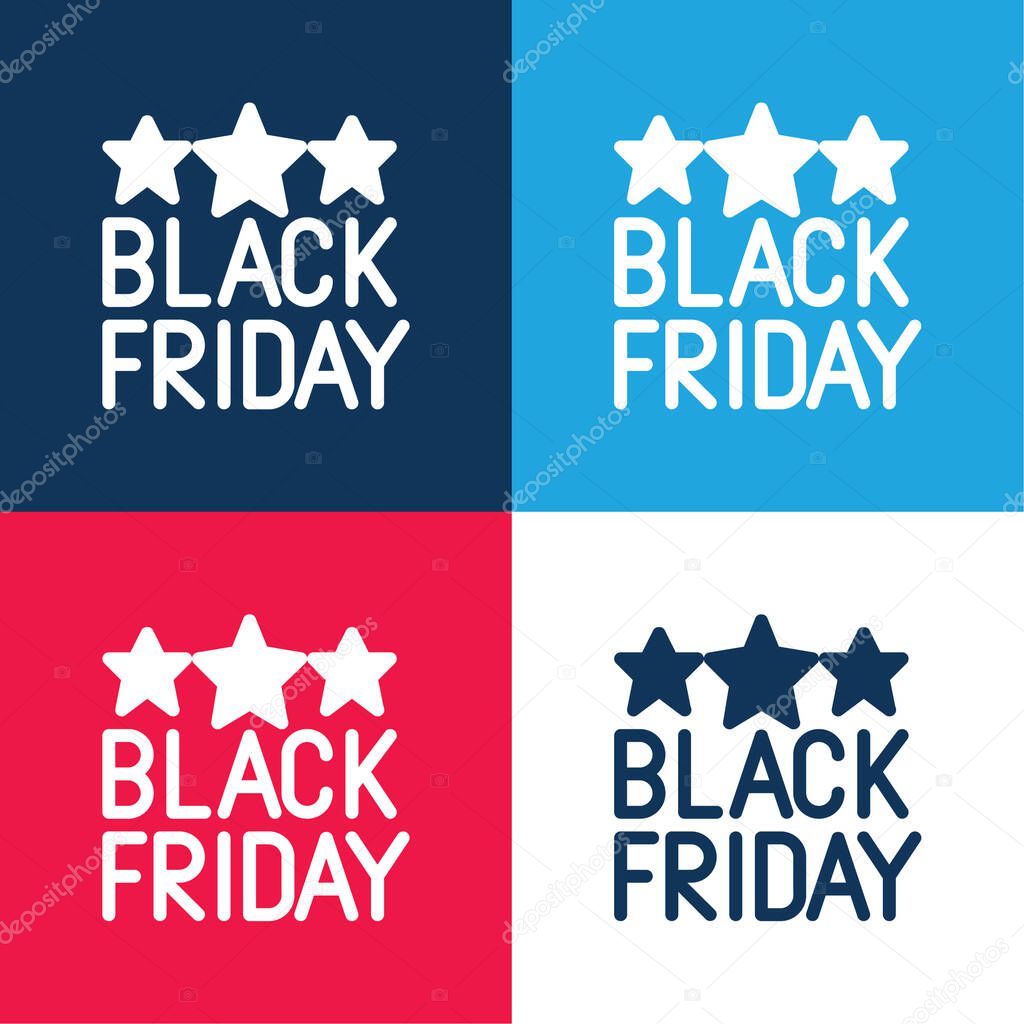 Black Friday blue and red four color minimal icon set