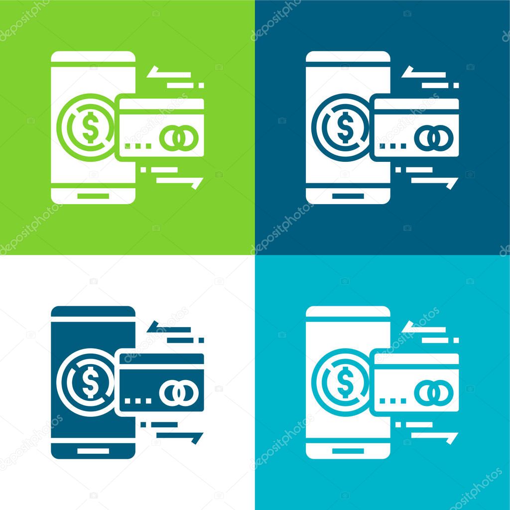 Account Flat four color minimal icon set