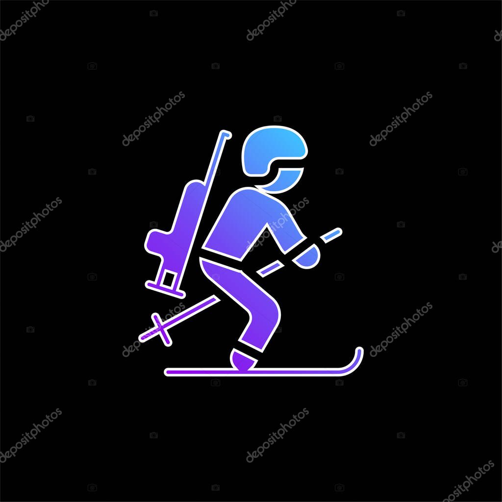 Biathlonist blue gradient vector icon