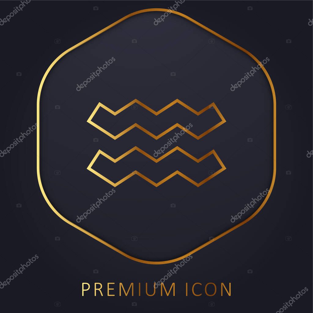 Aquarius golden line premium logo or icon