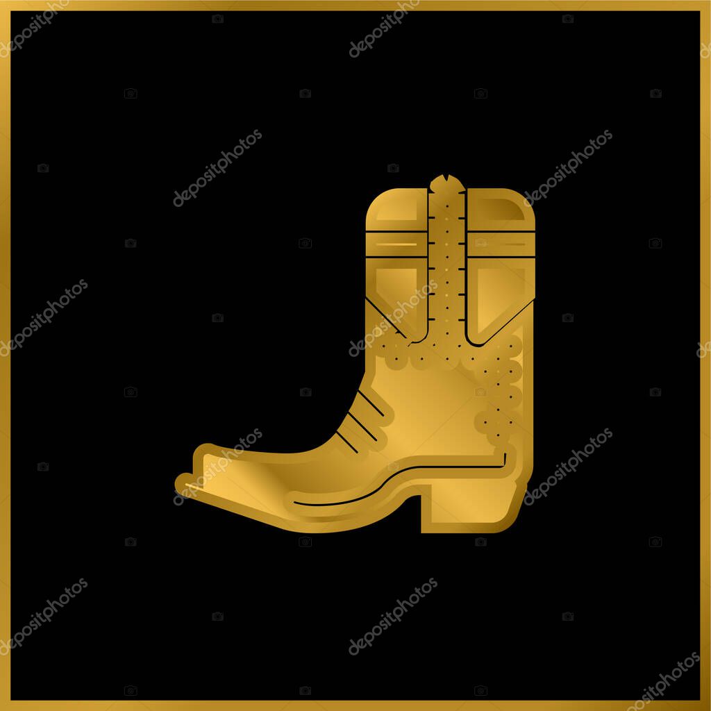 Boot gold plated metalic icon or logo vector