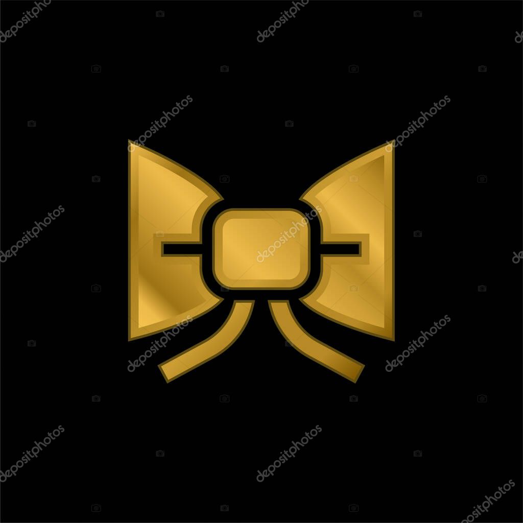 Bow Tie gold plated metalic icon or logo vector