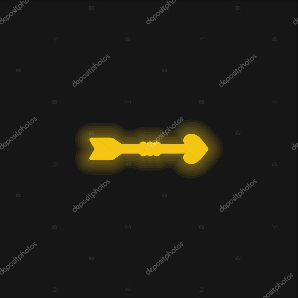 Arrow yellow glowing neon icon