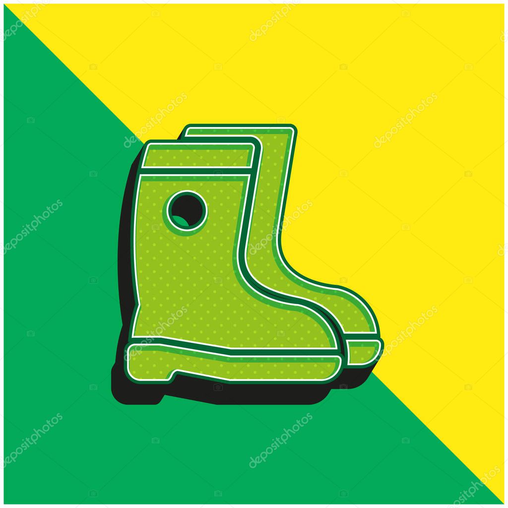 Boots Green and yellow modern 3d vector icon logo