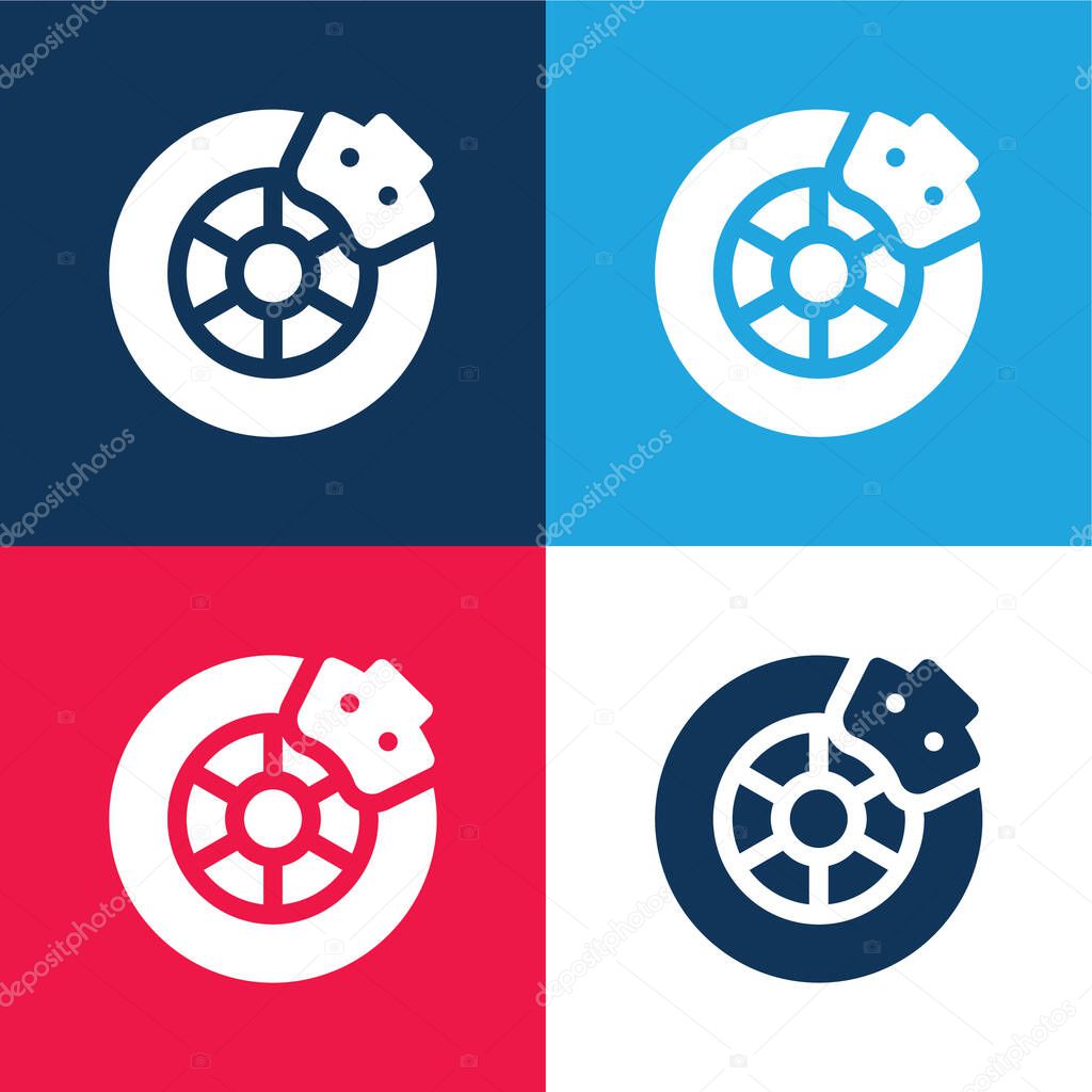Brake blue and red four color minimal icon set