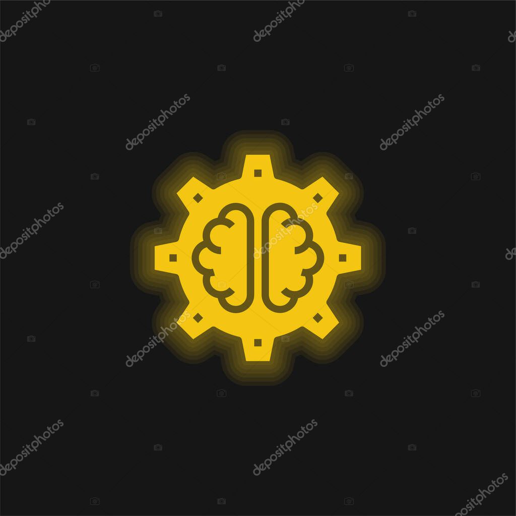AI yellow glowing neon icon