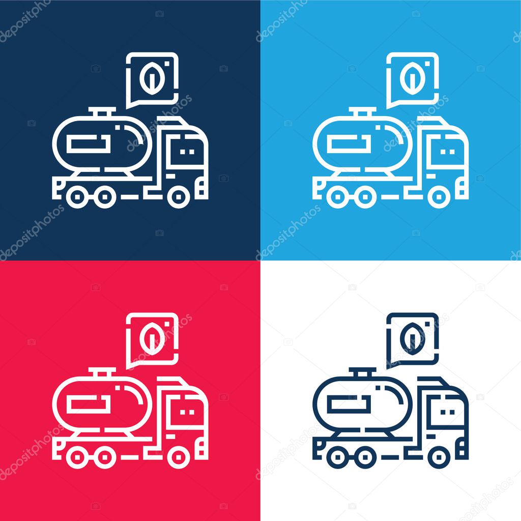Biodiesel blue and red four color minimal icon set