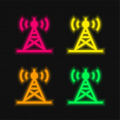 Antenne vier Farben leuchtenden Neon-Vektor-Symbol