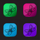Krásný motýl čtyři barvy skleněné tlačítko ikona