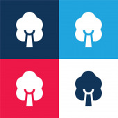 Bříza Strom modrá a červená čtyři barvy minimální ikona nastavena