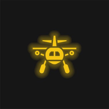 Parlayan sarı neon ikon uçak
