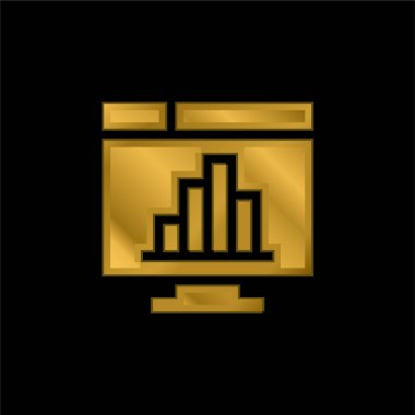 Çubuk Grafik altın kaplama metalik simge veya logo vektörü