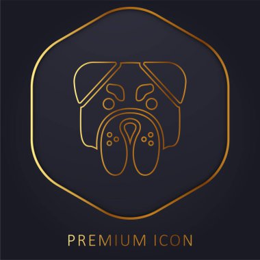 Angry Bulldog Face golden line premium logo or icon clipart