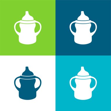 Bebek Şişe Değişkeni Her iki Tarafta Saplı Düz Dört Renk Simgesi