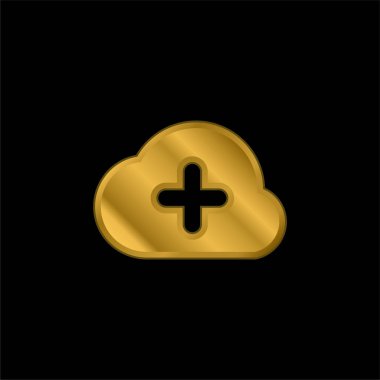 Bulut altın kaplama metalik simge ya da logo vektörüne ekleniyor