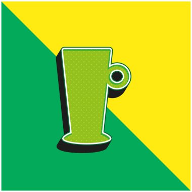 Büyük Kupa Yeşil ve Sarı Modern 3D vektör simgesi logosu