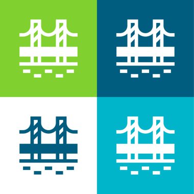 Köprü Düz 4 renk minimal simgesi seti