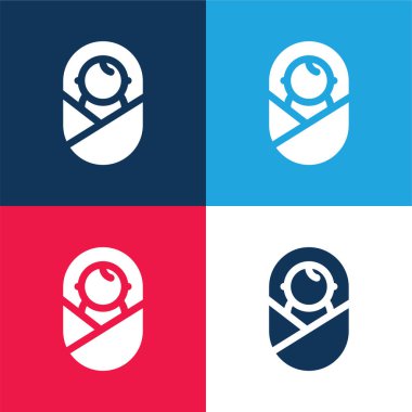 Bebek mavisi ve kırmızı dört renk simgesi seti