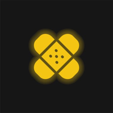 Yara bandı sarı parlak neon simgesi