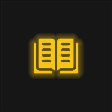 Kitap sarı parlak neon simgesi