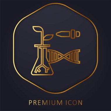 Biotechnology golden line premium logo or icon clipart