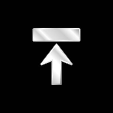 Dikdörtgen şeklindeki gümüş kaplama metalik simgeyi yukarı doğru ok