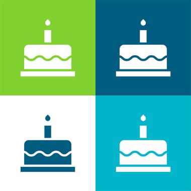 Doğum günü pastası Düz 4 renk en az simge seti