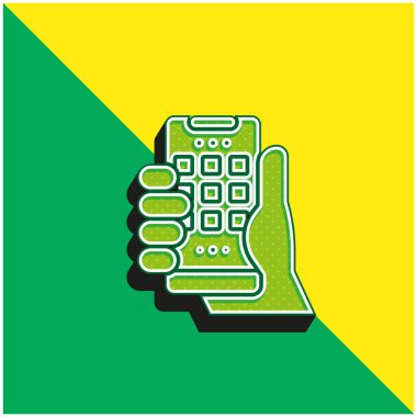 Uygulama Yeşil ve sarı modern 3d vektör simgesi logosu